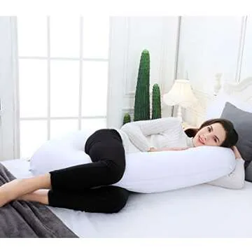 Marine Moon Pregnancy Pillow C Shaped, Pregnancy Body Pillow and Maternity Pillow for Sleeping with 100% Cotton Cover