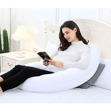 Marine Moon Pregnancy Pillow C Shaped, Pregnancy Body Pillow and Maternity Pillow for Sleeping with 100% Cotton Cover