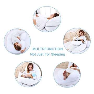 Marine Moon Pregnancy Pillow C Shaped, Pregnancy Body Pillow and Maternity Pillow for Sleeping with 100% Cotton Cover