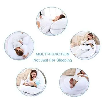 Marine Moon Pregnancy Pillow C Shaped, Pregnancy Body Pillow and Maternity Pillow for Sleeping with 100% Cotton Cover