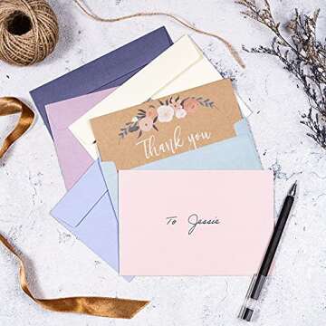 A4 Envelopes - 48-Pack Colored Envelopes for Invitations, Pastel Colored, 4 1/4 x 6 1/4 Inches, 6 Mu...