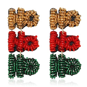 Christmas Beaded Earrings Hypoallergenic Christmas Tree Snowflake Dangling Earrings Cute Xmas Santa ...