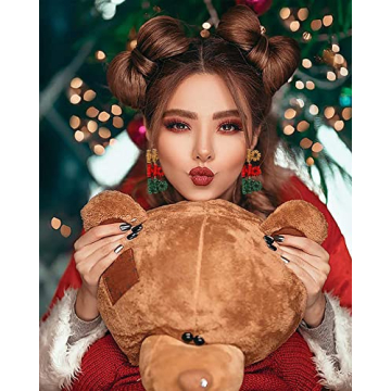 Christmas Beaded Earrings Hypoallergenic Christmas Tree Snowflake Dangling Earrings Cute Xmas Santa Hat Bell Car Bead Drop Dangle Earrings Handmade Christmas Holiday Jewelry Gift for Women, Resin,