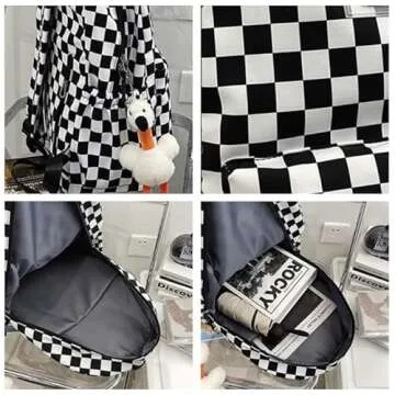 Stylish MININAI Y2K Aesthetic Checkered Backpack
