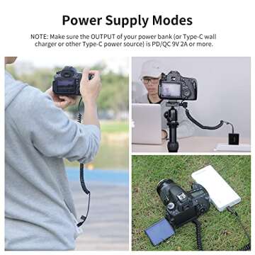 King Ma LP-E6 Dummy Battery Decoded LP-E6 Battery Replacement with Type-C Spring Power Adapter Cable for Canon EOS 5D4 80D 5D2 5D3 70D 60D 6D 7D2 7D 5DRS 6D2 R7 Cameras