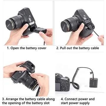 King Ma LP-E6 Dummy Battery Decoded LP-E6 Battery Replacement with Type-C Spring Power Adapter Cable for Canon EOS 5D4 80D 5D2 5D3 70D 60D 6D 7D2 7D 5DRS 6D2 R7 Cameras