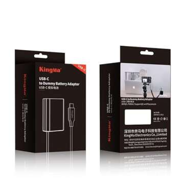 King Ma LP-E6 Dummy Battery Decoded LP-E6 Battery Replacement with Type-C Spring Power Adapter Cable for Canon EOS 5D4 80D 5D2 5D3 70D 60D 6D 7D2 7D 5DRS 6D2 R7 Cameras