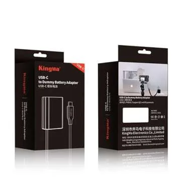 King Ma LP-E6 Dummy Battery Decoded LP-E6 Battery Replacement with Type-C Spring Power Adapter Cable for Canon EOS 5D4 80D 5D2 5D3 70D 60D 6D 7D2 7D 5DRS 6D2 R7 Cameras