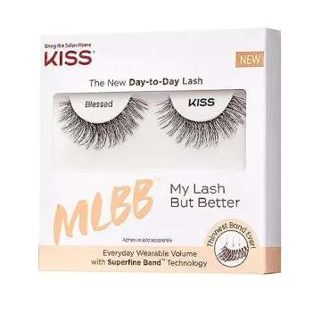 KISS MLBB My Lash But Better False Eyelashes, Everyday Wearable Volume with Superfine Band Technology, Easy To Apply, Reusable, Cruelty-Free, Contact Lens Friendly, Style 'Blessed', 1 Pair Fake Eyelashes Blessed 1 Pair (Pack of 1)