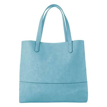 Oversized suede Taylor Tote in Sky Blue