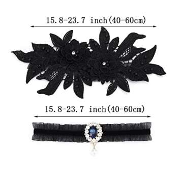 Flatser Floral Wedding Garter Set with Rhinestones for Brides