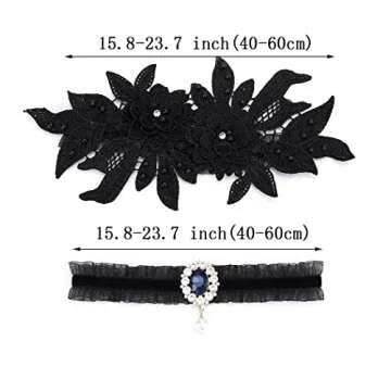 Flatser Floral Wedding Garter Set with Rhinestones for Brides