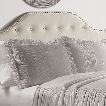 Lush Decor Ruffle Skirt Bedspread Set - 3 Piece Luxurious Farmhouse Bedding Set - Elegant, Charming ...