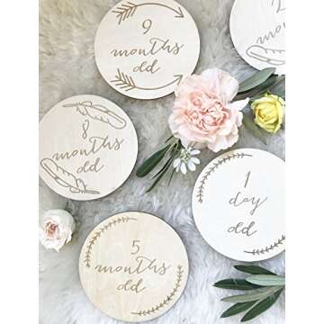 The Original Eco-Friendly Wood Baby Milestones by The LoLueMade Company (Set of 14)