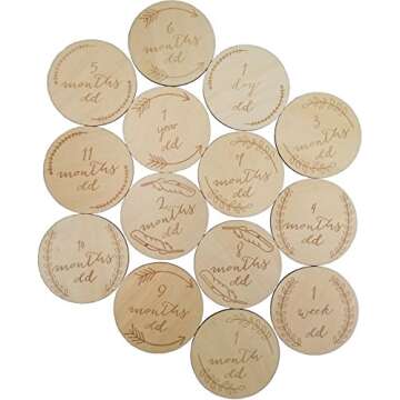 Eco-Friendly Wood Baby Milestone Cards Set of 14