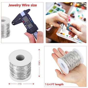 20 Gauge (0.8mm) 304 Stainless Steel Wire - 164 FT, Rust-Resistant, High Strength, for Jewelry Makin...