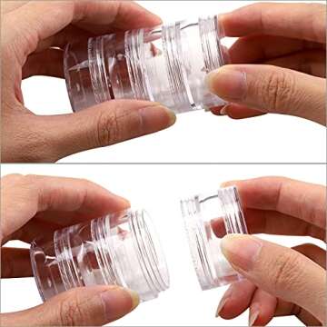 5 Set (20 Pieces) Stackable Cosmetic Containers with Screw Lids and Labels，10 Grams Clear Plastic Empty Jars Small Makeup Sample Containers for Beauty Products