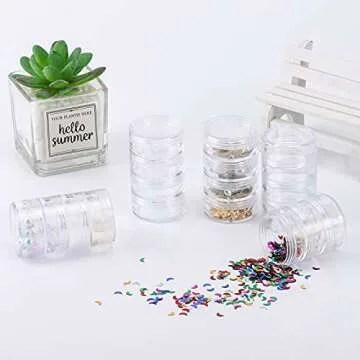 5 Set (20 Pieces) Stackable Cosmetic Containers with Screw Lids and Labels，10 Grams Clear Plastic Empty Jars Small Makeup Sample Containers for Beauty Products