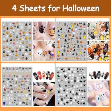 TailaiMei 20 Sheet All Holidays Nail Art Stickers for Festive Designs Year Round