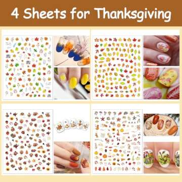 TailaiMei 20 Sheet Holiday Nail Art Stickers for All Seasons