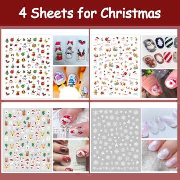 TailaiMei 20 Sheet Holiday Nail Art Stickers for All Seasons