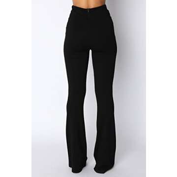 ZAFUL Women's Cut Out High Elastic Waist Long Pants Flare Leg Solid Wide Leg Trousers