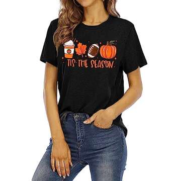 Stylish Fall Pumpkin Latte Graphic Tee for Women