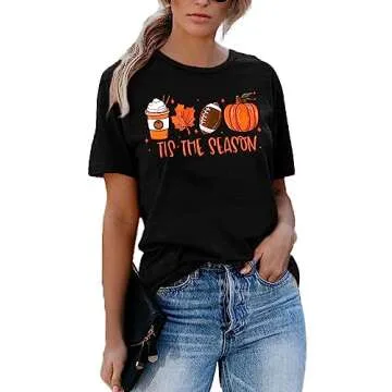 Cozy Halloween Pumpkin Latte Graphic Tee for Women