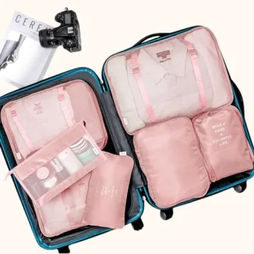 VAGREEZ Pink Travel Packing Cubes Set with Toiletry Bag