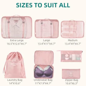 VAGREEZ Pink Travel Packing Cubes Set with Toiletry Bag