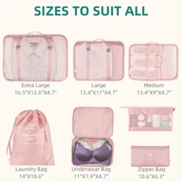 VAGREEZ Pink Travel Packing Cubes Set with Toiletry Bag