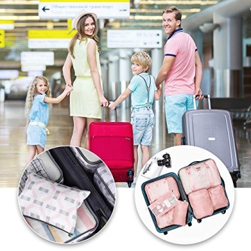 VAGREEZ Pink Travel Packing Cubes Set with Toiletry Bag