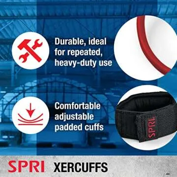 SPRI Xercuff Leg Resistance Band Exercise Cord with Non-Slip Padded Ankle Cuffs, Green, Light