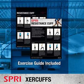 SPRI Xercuff Leg Resistance Band Exercise Cord with Non-Slip Padded Ankle Cuffs, Green, Light