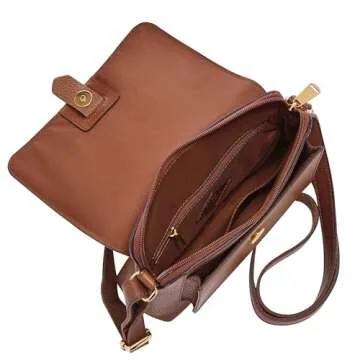 Fossil Women's Kinley Leather Small Crossbody Purse Handbag, Brown (Model: ZB7878200)