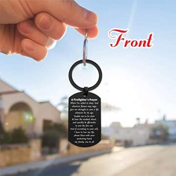 ENGZHI Firefighters Prayer Keychain - God Give Me Strength To Save A Life - Firefighter Keychains Gifts for Men Women