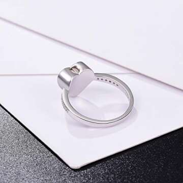 925 Sterling Silver Love Heart Urn Ring for pet Dog Cat's Ashes Keepsake Memorial Tiny Jewelry Forever in My Heart Paw Print Cremation Finger Rings(Silver 8)