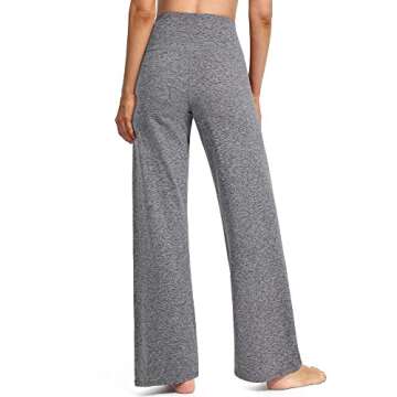 Promover Wide Leg Sweatpants for Women Loose Fit Casual High Waisted Yoga Pants with Pockets Stretch Comfy Work Pants (Heather Grey,XS,32")