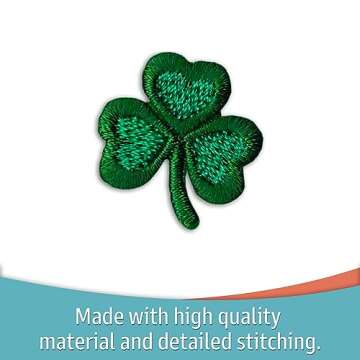 Laughing Lizards Small Shamrock Patches (10-Pack) Three Leaf Clover St. Patrick's Day Iron On Appliques for Clothing, Uniforms, Hats, Backpacks, Jackets, Pants, Accessories, Etc