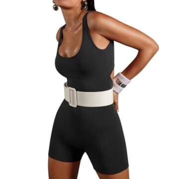 Vertvie Jumpsuits for Women Sexy Backless One Piece Jumpsuit Shorts Sleeveless Tummy Control V Back Scrunch Bodycon Romper(Black,Medium)