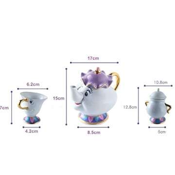 ZHSGV Cartoon Beauty and The Beast Tea Set for Enthusiasts