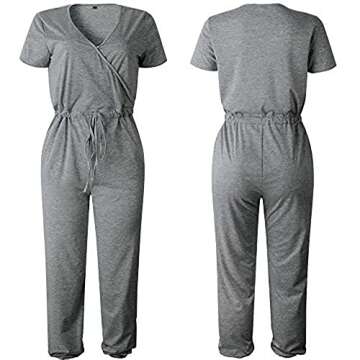 PRETTYGARDEN Women's Casual Deep V Neck Jumpsuit Romper