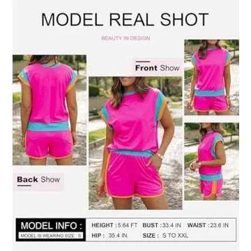 SHEWIN Lounge Set Women Summer Casual Outfit Hot Pink
