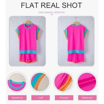 SHEWIN Lounge Set Women Summer Casual Outfit Hot Pink