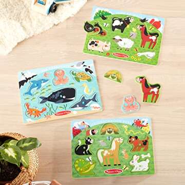Melissa & Doug Peg Puzzles Set for Toddlers Ages 2+