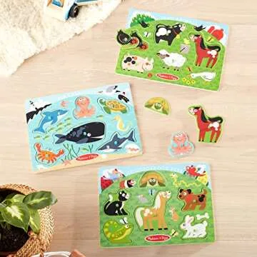 Melissa & Doug Peg Puzzles Set for Toddlers Ages 2+