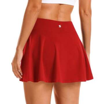 Stelle Women’s High Waisted Tennis Golf Skirts with Inner Shorts for Sports