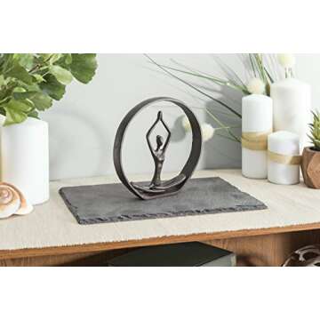 Danya B. ZI17195 Circle Iron Sculpture with Figurine in Yoga Pose – Namaste Spiritual Home Décor – Great Gift Idea for Yoga Lovers