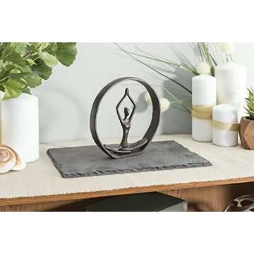 Danya B. ZI17195 Circle Iron Sculpture with Figurine in Yoga Pose – Namaste Spiritual Home Décor – Great Gift Idea for Yoga Lovers