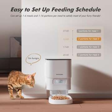 Automatic Cat Feeder - Nityers Timed Pet Feeder for Cats and Dogs with Dry Cat Food Dispenser, Dog a...